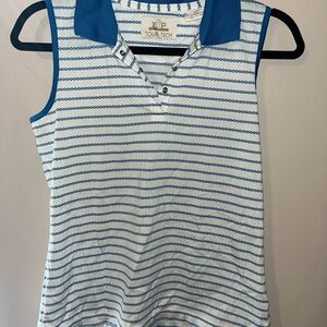 Women's Blue Striped Sleeveless Top